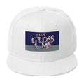 White snapback hat with bold embroidered text 'IT'S THE GLOSS 4 ME' on the front panel